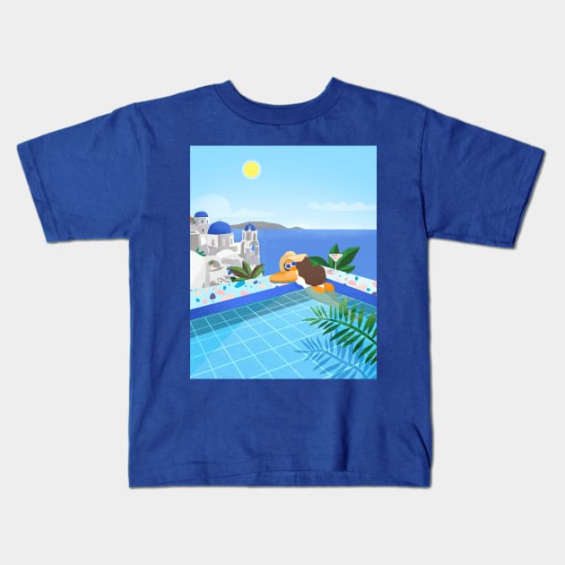 Pool girl Kids T-Shirt by Petras